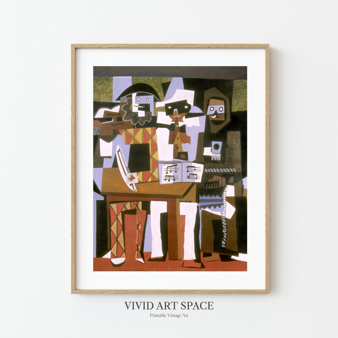 Picasso Three Musicians Large 1921 Cubist Masked Portrait Poster - Image 3