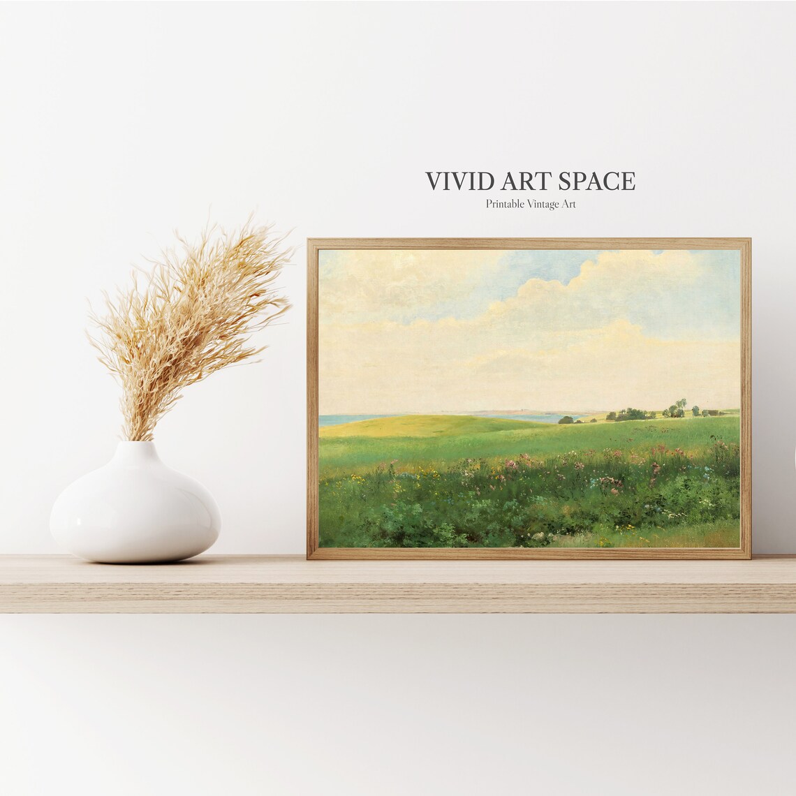 Summer Meadow Vintage Landscape Art Print, Farmhouse - Image 2