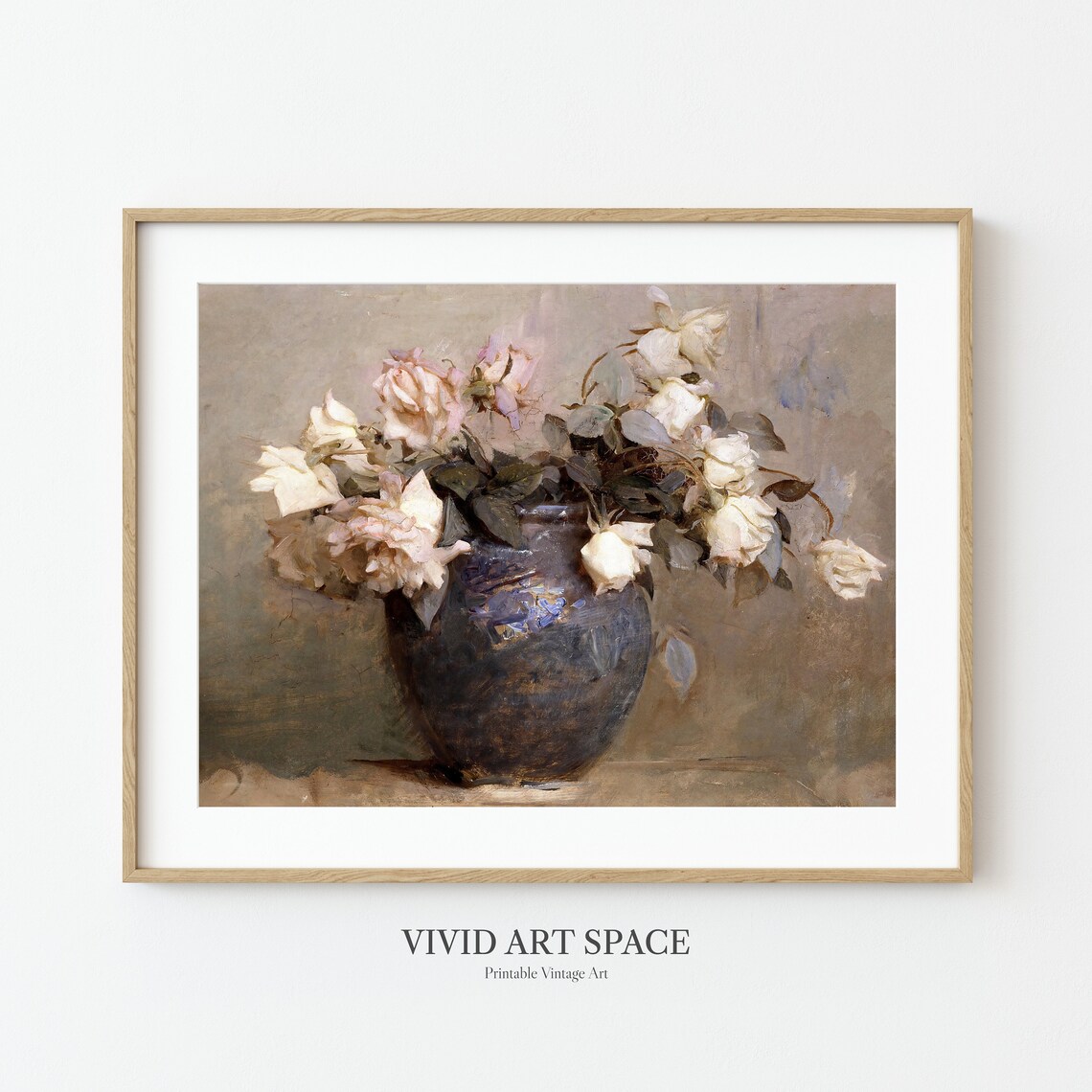 Rustic Rose Vintage Art Print, Farmhouse Floral Decor