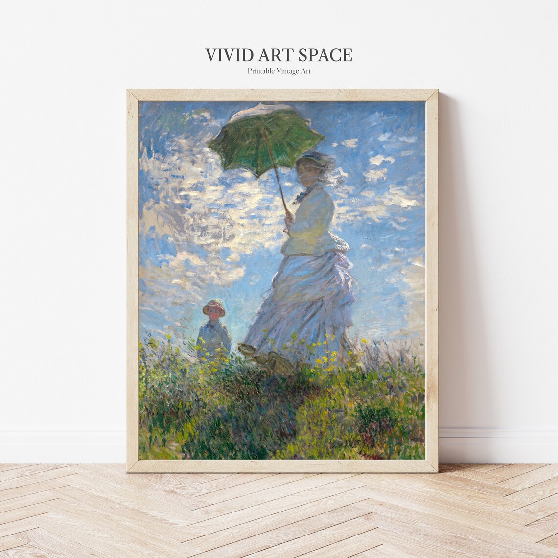 Claude Monet Woman With Parasol, Vintage Portrait Print - Image 3