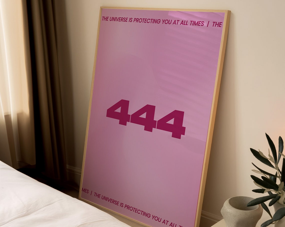 Dark Pink 444 Angel Number Universe Protection Affirmation Aura Poster - Image 5