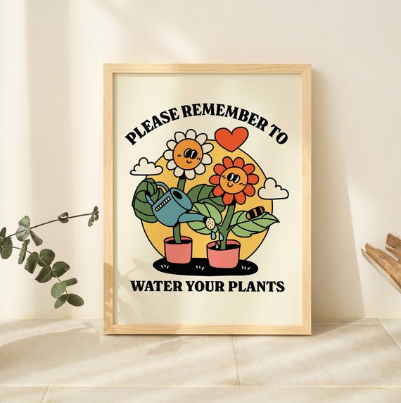 Colorful Plant Print Cute Plant Quote Wall Art Botanical Poster Plant Lady Artwork Water Plants Print Room Decor