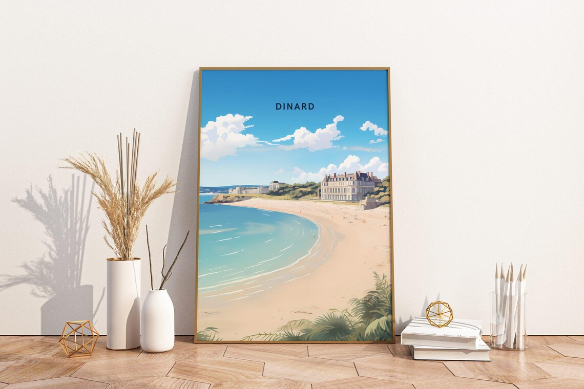 Dinard Brittany Beach Grand Seaside Hotel France Travel Poster
