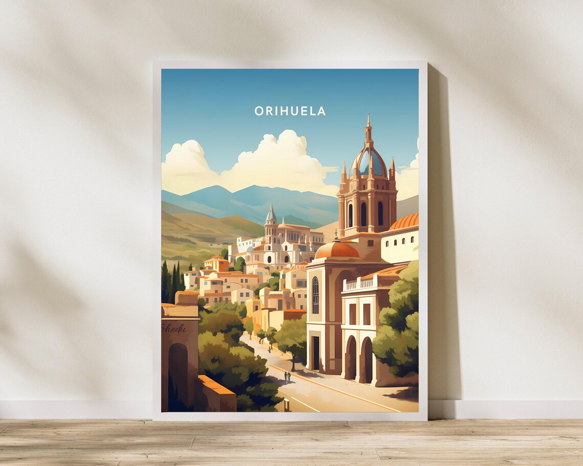 Orihuela Spain Cathedral Historic Town Vintage Travel Poster