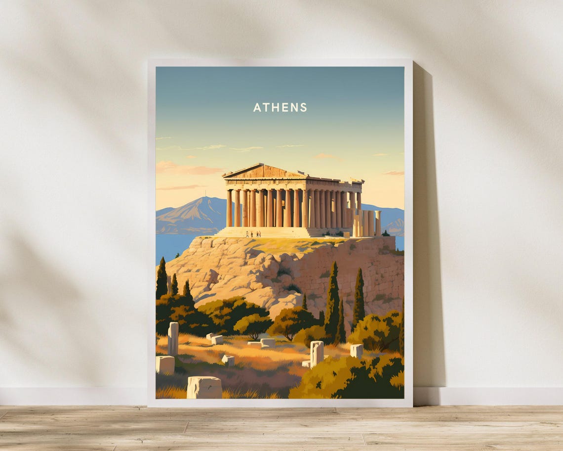 Athens Greece Acropolis Parthenon at Golden Hour Artwork Poster