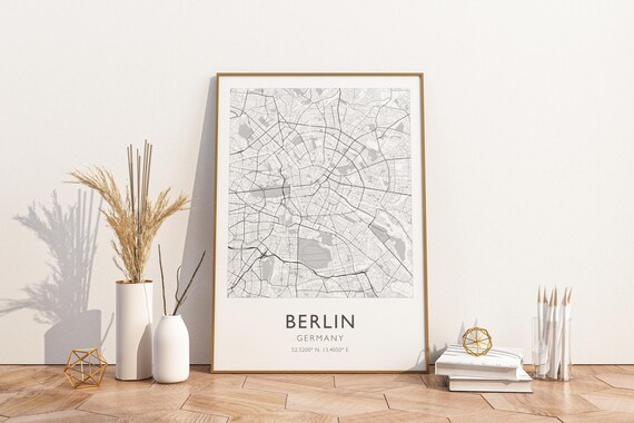 Berlin Germany Minimalist City Center Street Map Line Art Poster