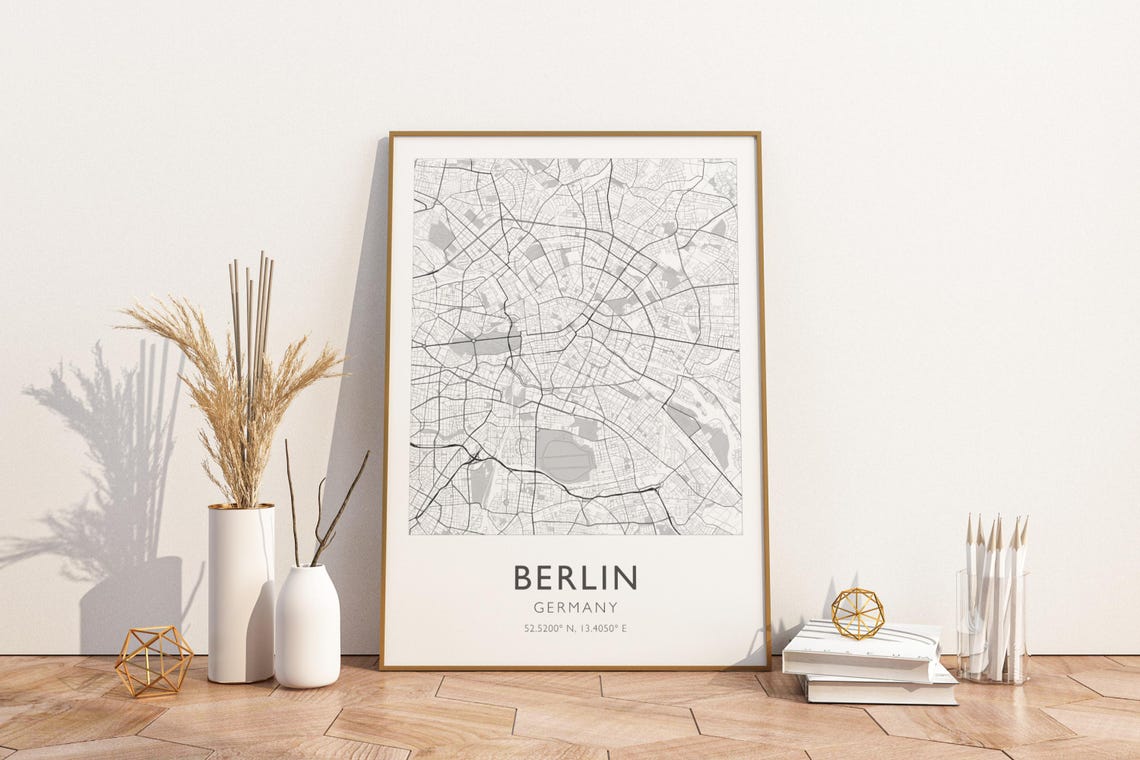 Berlin Germany Minimalist City Center Street Map Line Art Poster