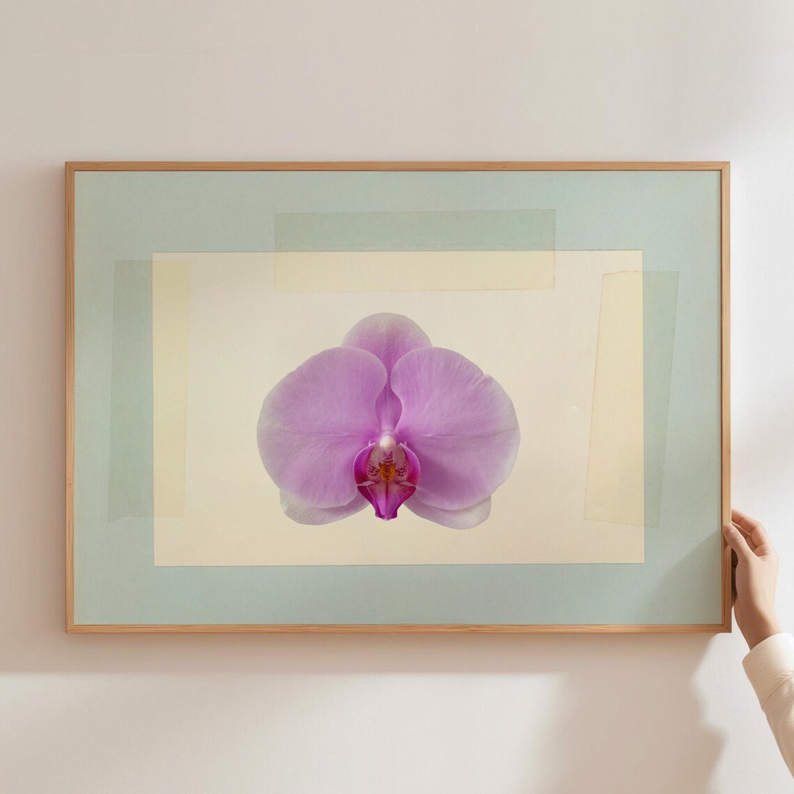 Purple Orchid Flower Botanical Macro Pastel Geometric Art Print
