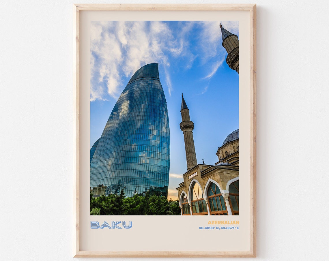 Baku Travel Poster Baku Print Baku Photo Print Baku Wall Decor Baku Travel Art Baku Azerbaijan Picture Baku 1