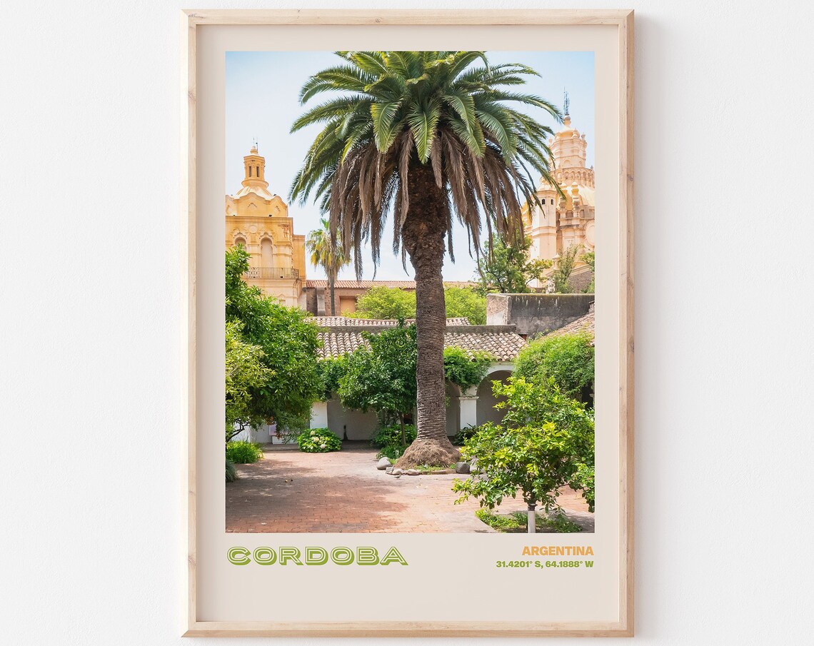 Cordoba Argentina Colonial Courtyard With a Tall Palm Poster