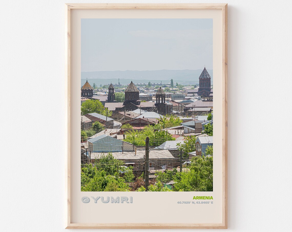Gyumri Armenia Historic Church Domes Old Town Skyline Poster