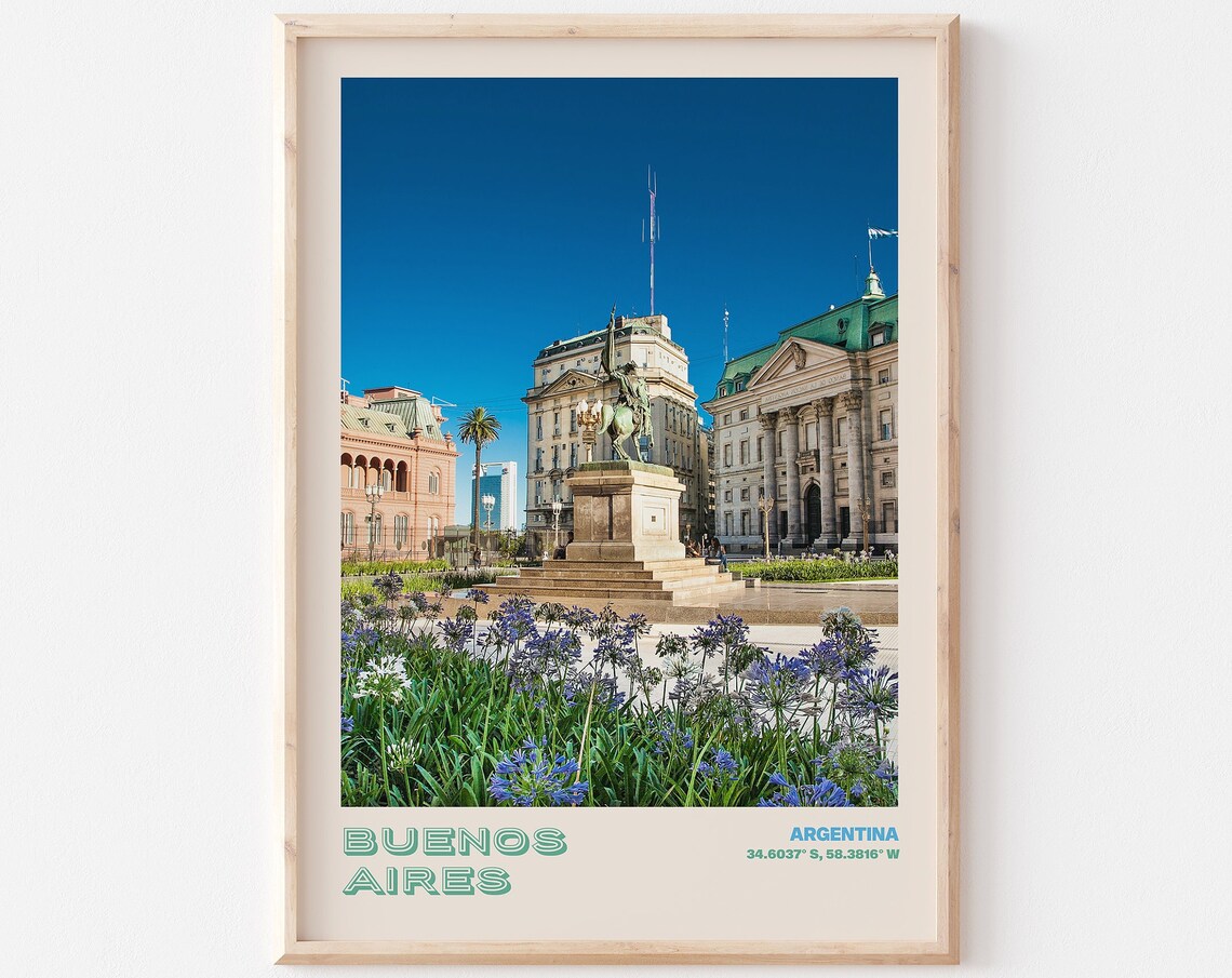 Buenos Aires Argentina Historic Plaza With Equestrian Statue Poster
