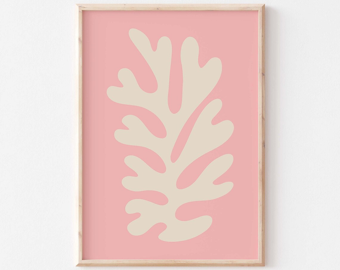 Matisse Inspired Cream Coral Cut Out Blush Pink Modern Wall Art