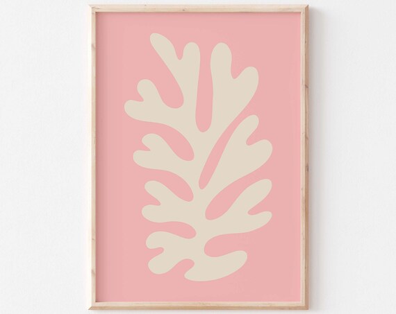 Matisse Inspired Cream Coral Cut Out Blush Pink Modern Wall Art