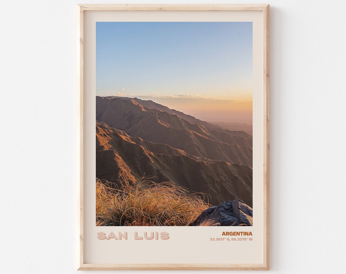 San Luis Argentina Mountain Ridges Glowing at Golden Sunset Poster