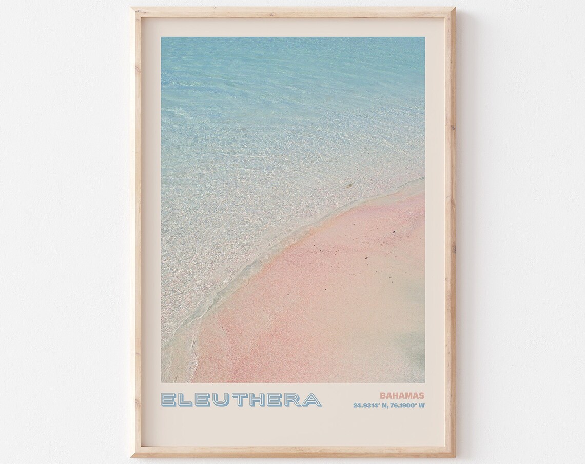 Eleuthera Bahamas Pink Sand Beach Aerial View Turquoise Poster