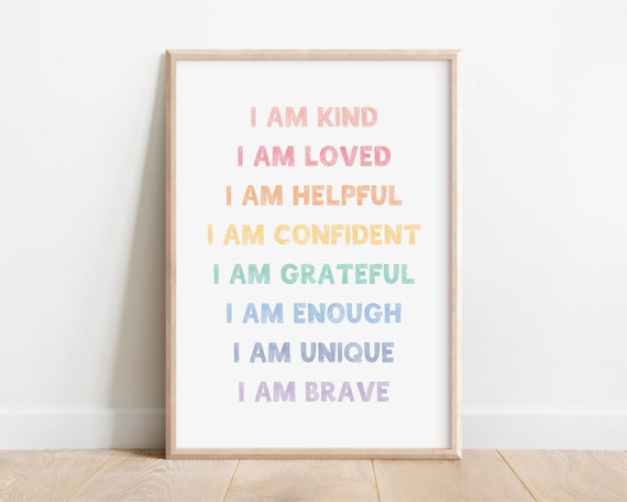 Pastel Rainbow Affirmation Print Print Kids Affirmation Wall Art Nursery Decor Gender Neutral Decor Affirmations For Kids