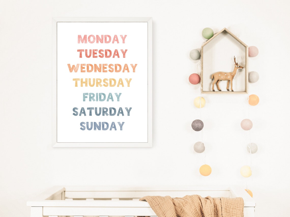 Rainbow Gradient Days Of The Week Educational Nursery Poster - Image 2