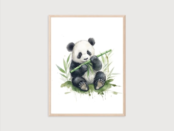 Baby Panda Bear Print Print Panda Bear Poster Watercolor Nursery Wall Art Cute Nursery Poster Panda Wall Art