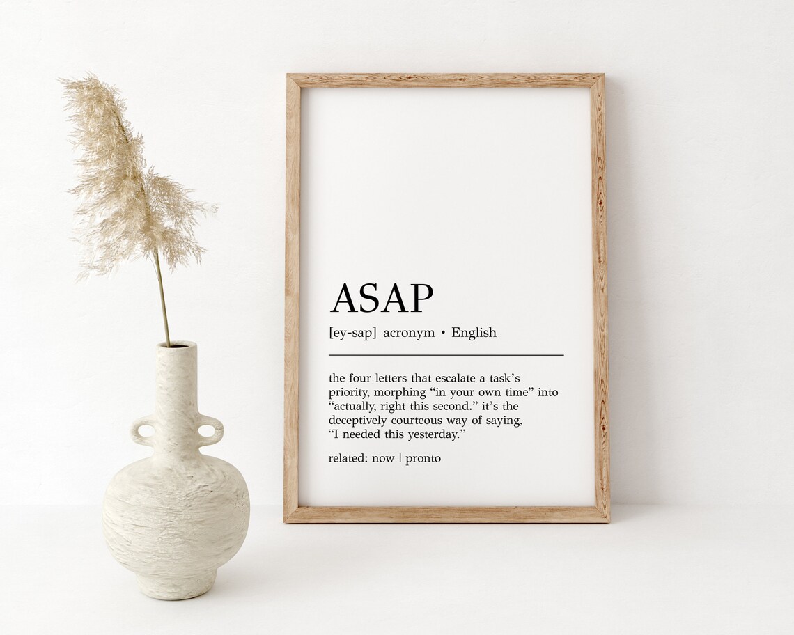 ASAP Definition Funny Office Decor Art Print - Image 2