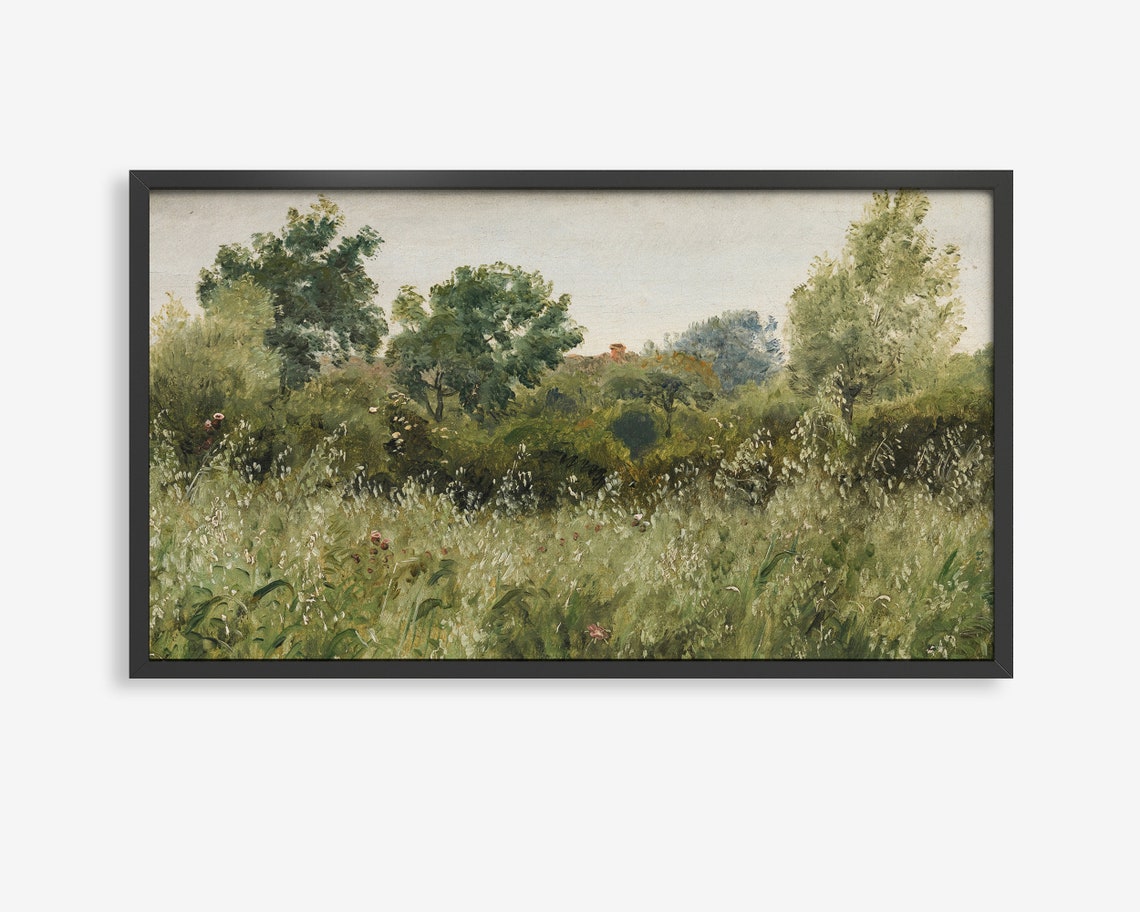 Frame Tv Art Rustic Oat Field Painting Tv Art Green Art For Frame Tv Landscape Tv Art Tv Art Farmhouse Tv Art