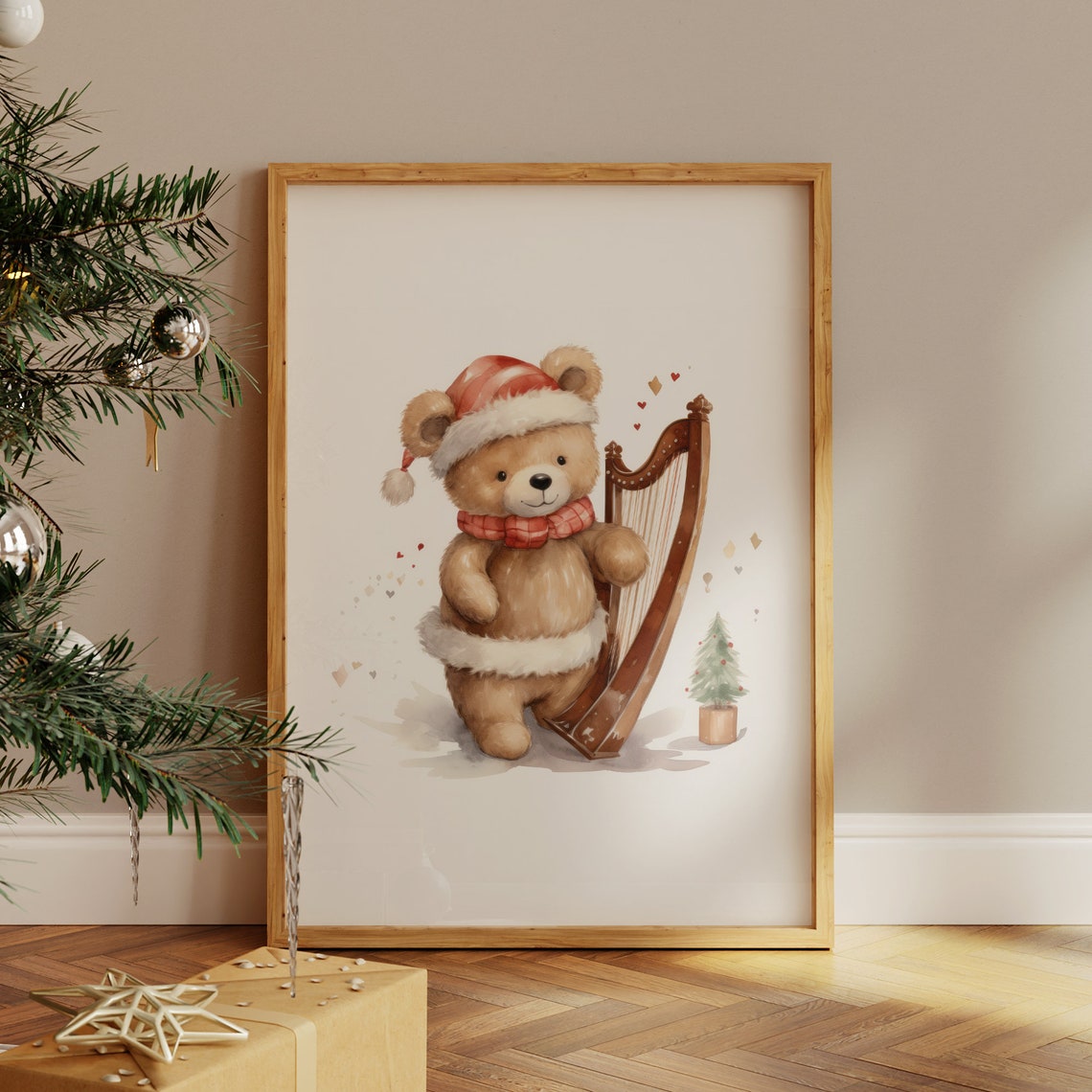 Christmas Teddy Bear Decor Nursery Christmas Print Teddy Bear Wall Art Christmas Nursery Decor Print Christmas Wall Art