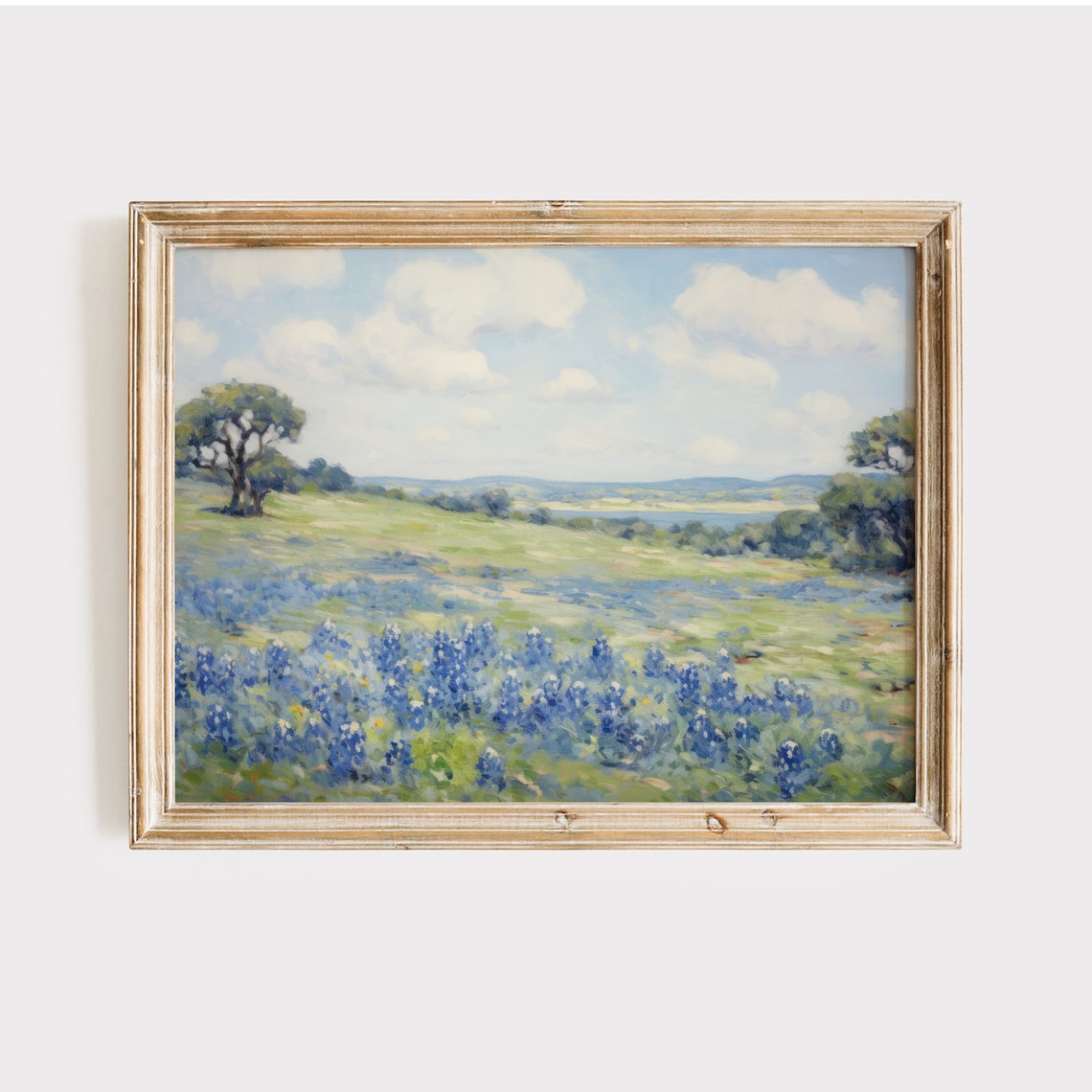Bluebonnet Painting Art Print, Landscape Wall Art