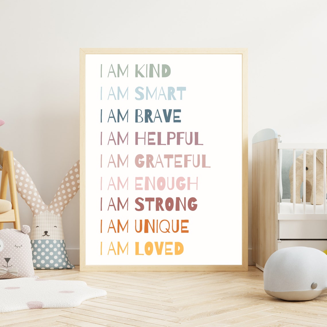 I Am Kind Smart Brave Kids Affirmations Colorful Nursery Poster - Image 4