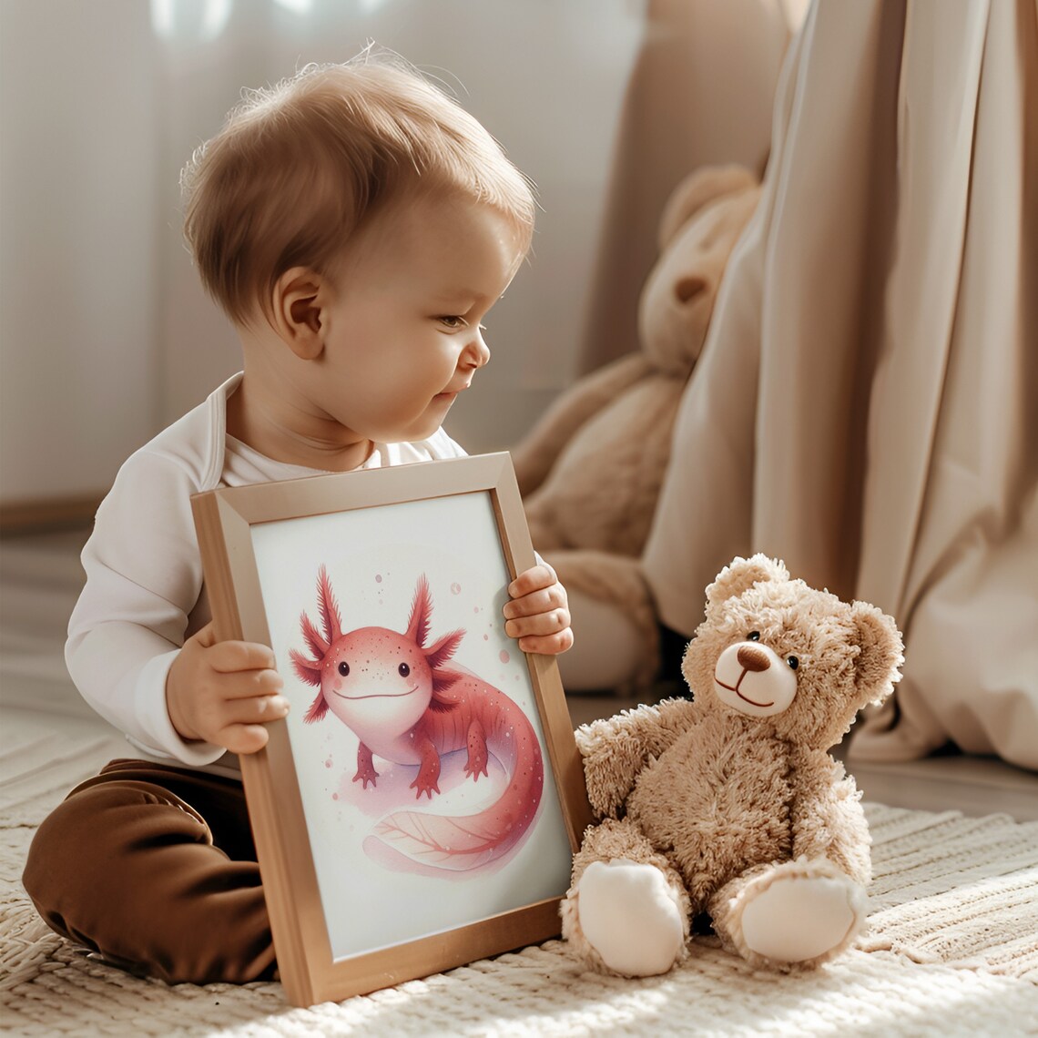 Axolotl Nursery Art Print, Cute Kids Decor - Image 2