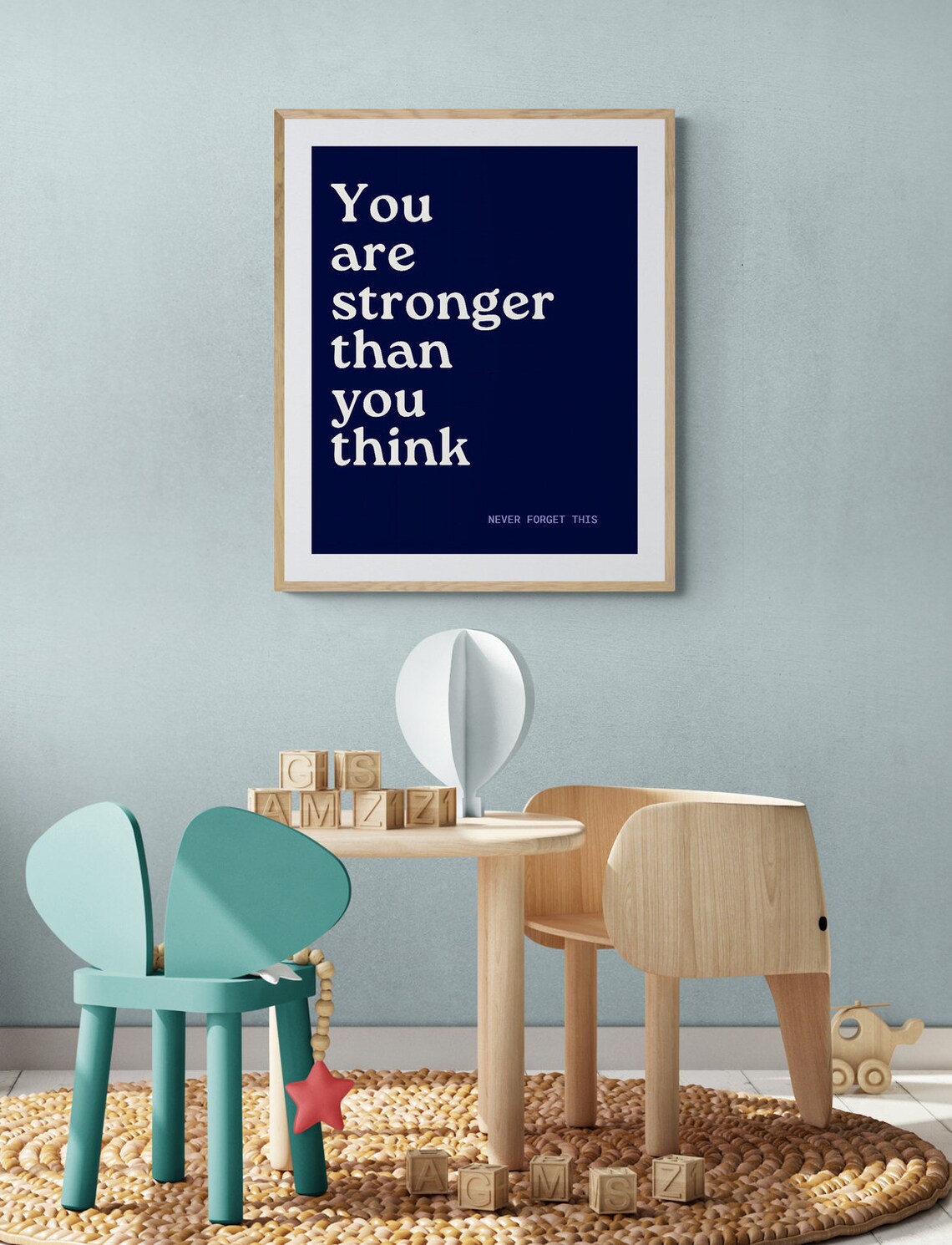 You Are Stronger Than You Think Navy Motivational Quote Poster - Image 3