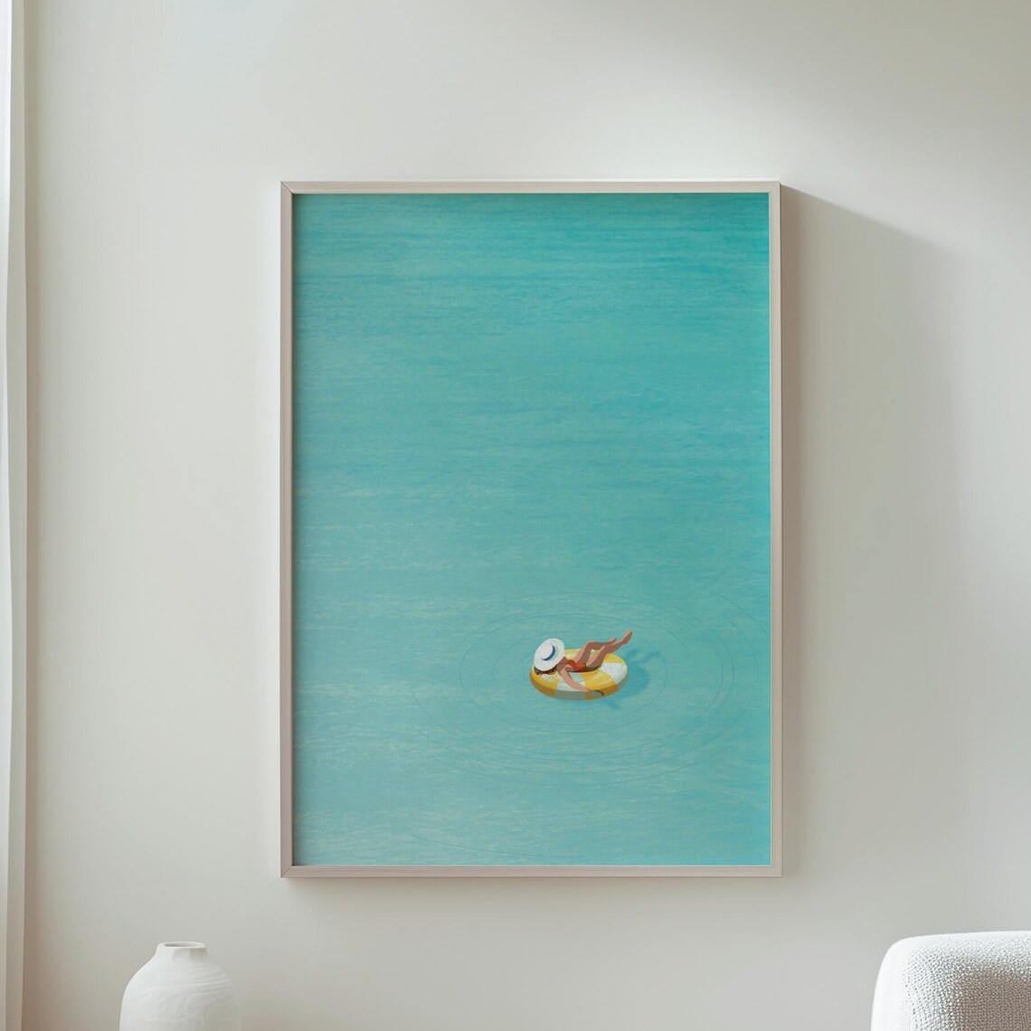 Floating Pool Ring Turquoise Sea Summer Vacation Aerial View Poster