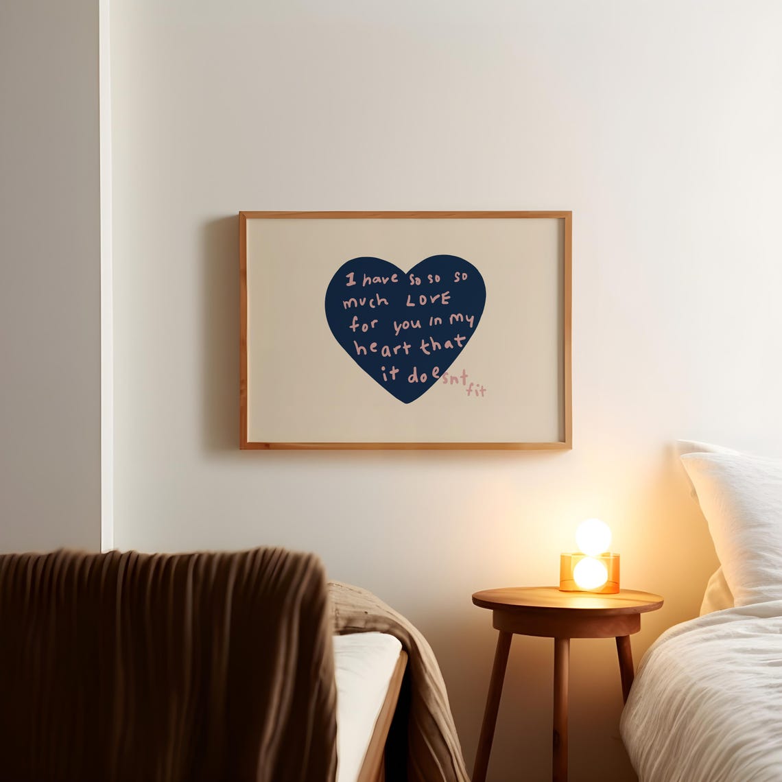I Have So Much Love For You Navy Heart Quote Handwritten Poster