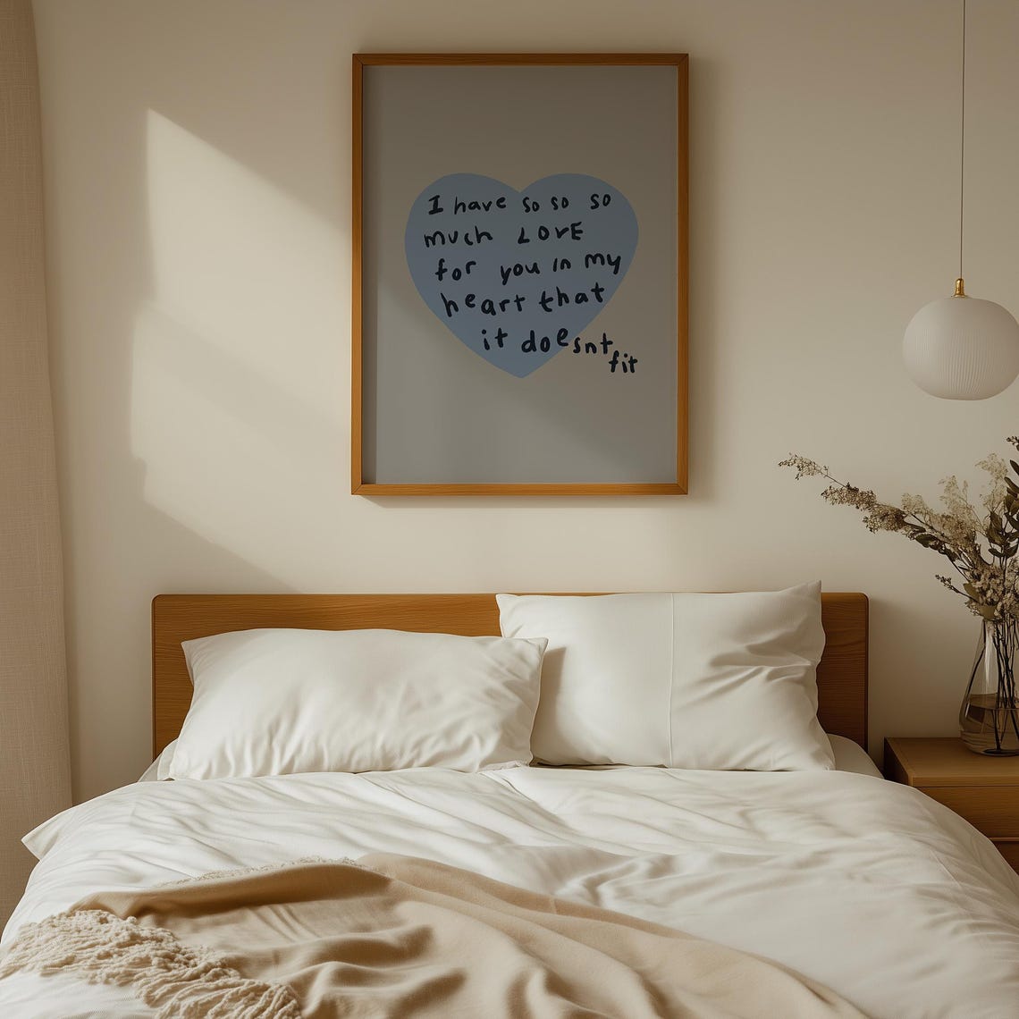 So Much Love Blue Heart Handwritten Quote Bedroom Romantic Poster