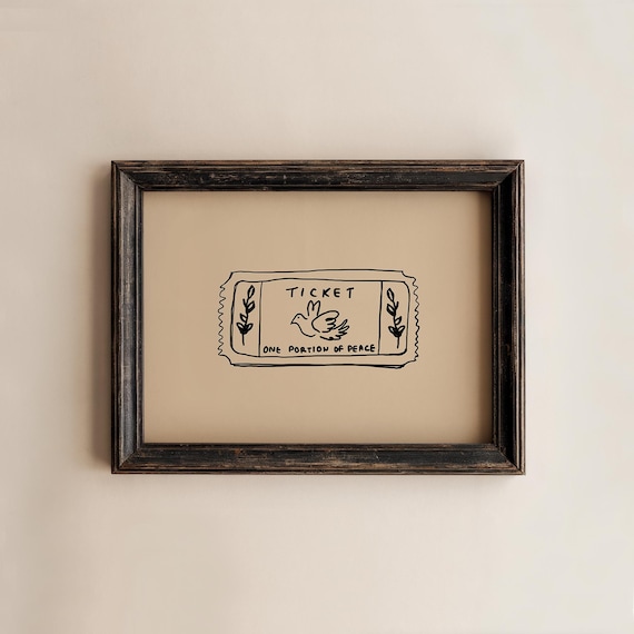 Portion Of Peace Print Neutral Home Decor Ticket Stub Poster Horizontal
