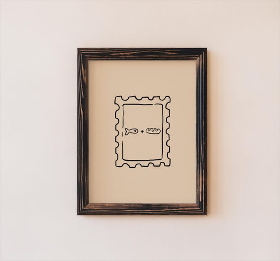 Jesus Feeds The 5000 Bible Wall Art Minimalistic Vertical