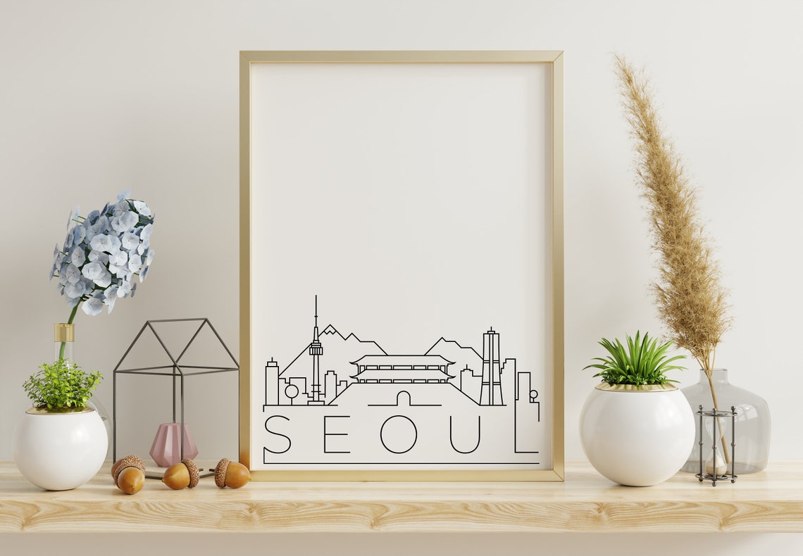 Seoul South Korea Tower Gate Minimalist Skyline Line Art Poster - Image 3