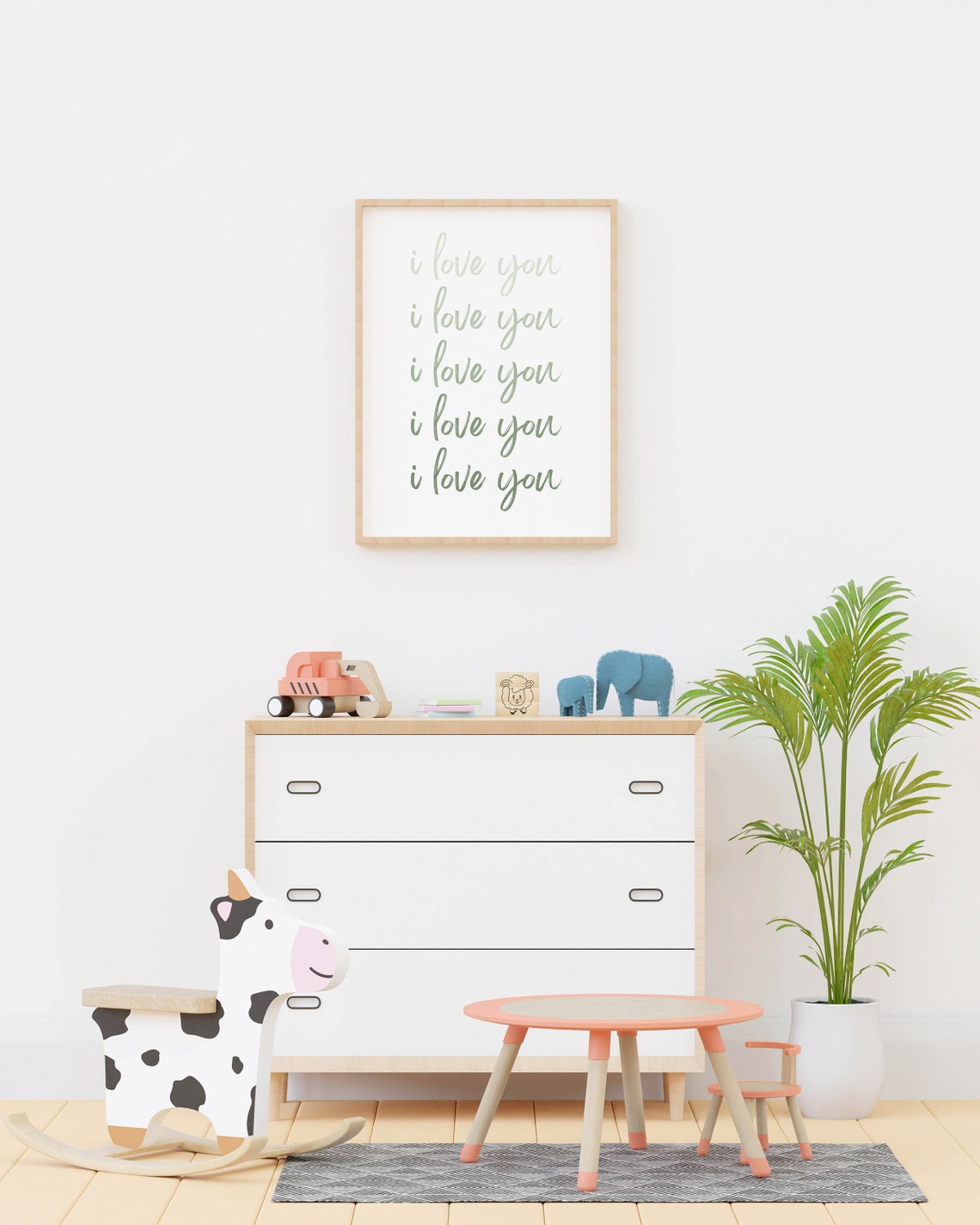 Green Ombre I Love You Print Nursery Playroom Poster Wall Art Nursery Decor Decoration Baby Decor I Love You Print Poster - Image 2