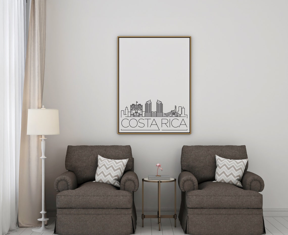 Costa Rica San Jose Downtown Minimalist Skyline Line Art Poster - Image 2