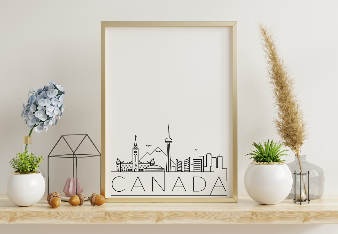 Canada Skyline Travel Poster, Black and White - Image 2