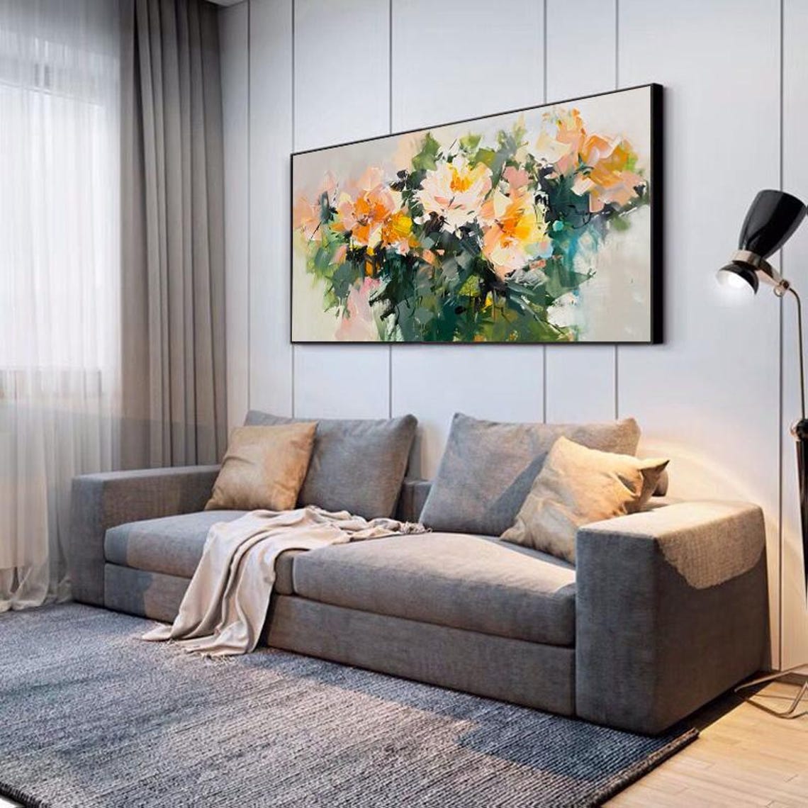 Soft Peach Orange and White Peony Blossoms Floral Artwork Poster - Image 5