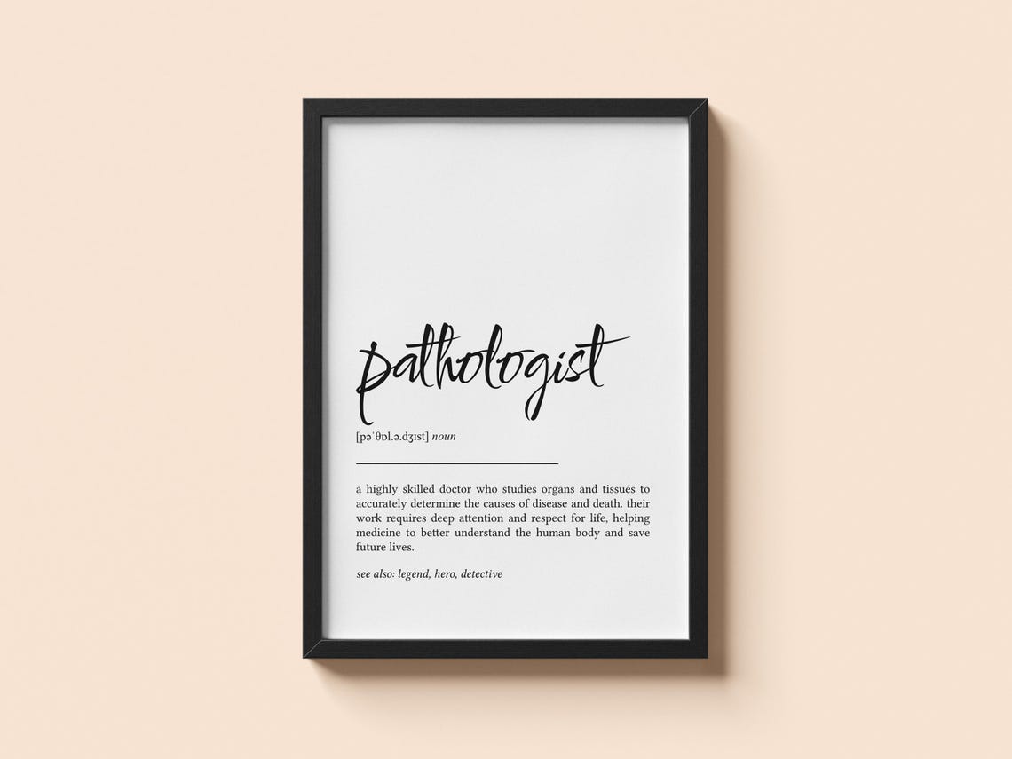 Pathologist Definition Minimalist Typography Dictionary Poster