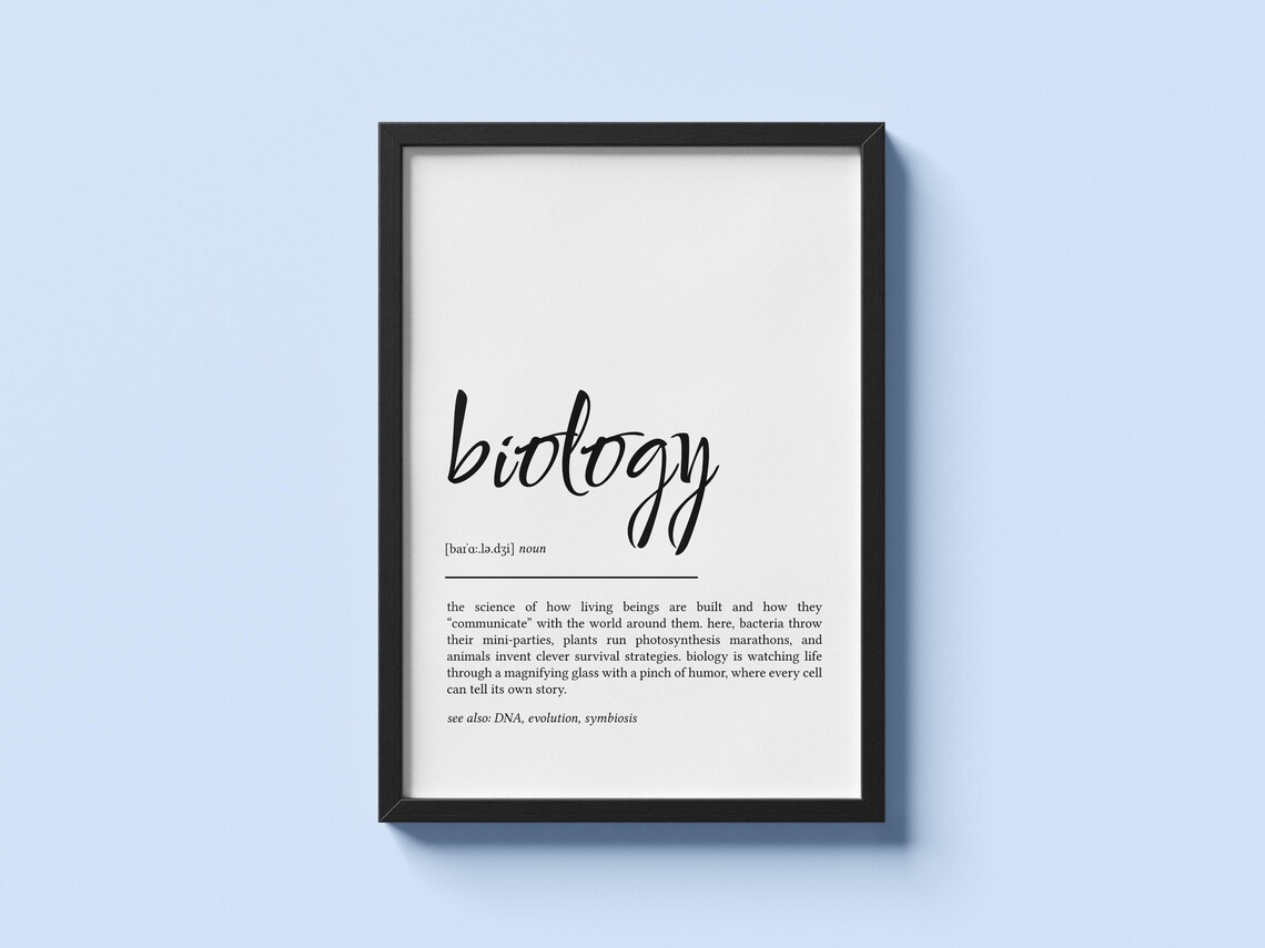 Biology Definition Print Minimalist Wall Art Gift For Teacher Or Student