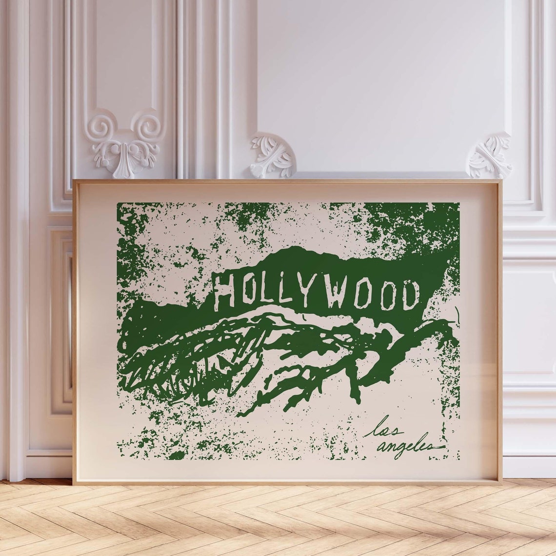 Hollywood Sign Grunge Green Los Angeles Landmark Wall Poster