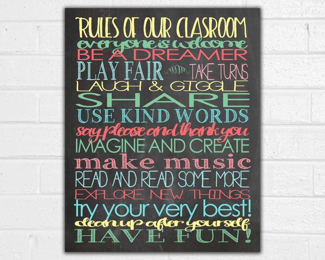 Classroom Rules Chalkboard, Teacher Appreciation Art Print