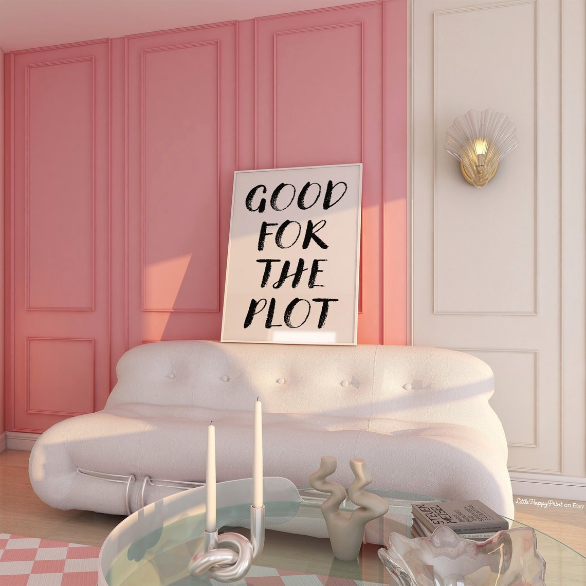 Good for the Plot Black White Girly Minimalist Quote Wall Art