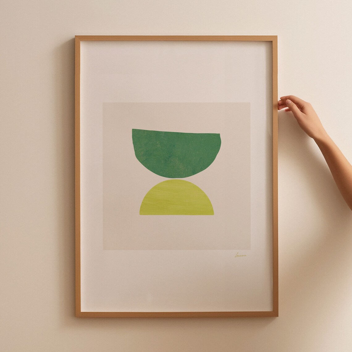 Green Geometric Bowl And Lime Semicircle Abstract Art Poster