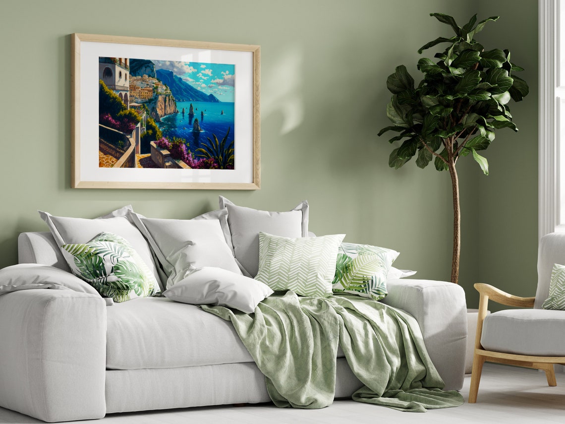 Colorful Amalfi Coast Cliffside Town Bright Blue Sea View Poster - Image 5