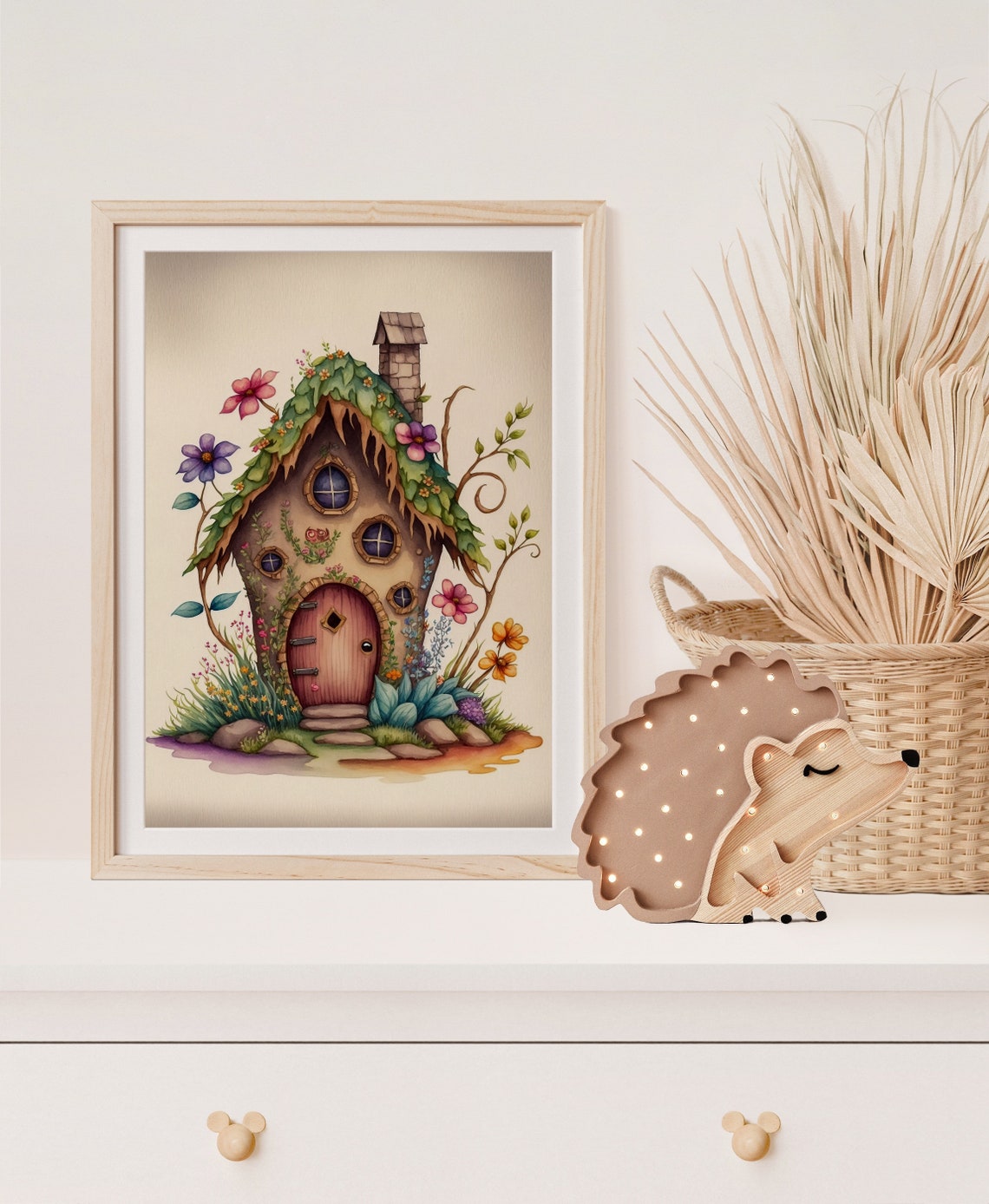Fairy Cottage Leaf Thatch Round Door Flower Garden Art Poster - Image 5