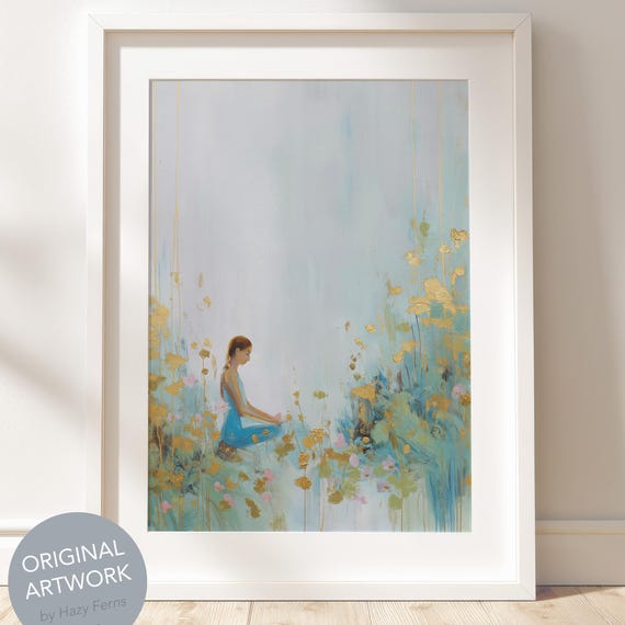 Yoga Woman Pastel Art Print, Boho Wellness Decor