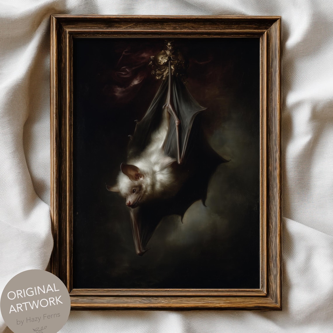 Bat Hanging Upside Down Gothic Fine Art Print